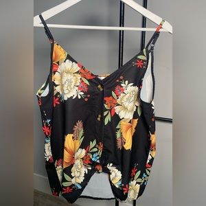 Floral tank with button front